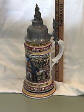 1913 German Lithophane Regimental Military Stein Infantry members listed picture