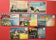 FLORIDA: DAYTONA,PALM BEACH,JACKSONVILLE,MIAMI,TAMPA ~7 postcard folders~30s-40s picture