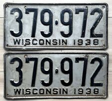 1938 Wisconsin License Plate Pair - Nice Original Paint picture