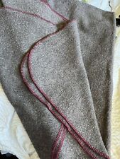 Vintage PARIS WOOLEN MILLS Wool Blanket-Grey Burgundy 64”X 80” Stayton, Oregon picture