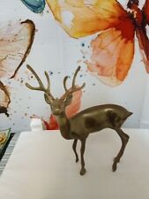 Vintage solid Brass Deer Stag Buck Statue Figure 8.5” Tall  picture