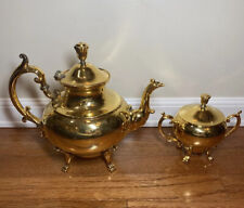 Vtg Commonwealth Silver Inc Tea Teapot / Coffee & Sugar 24 Kt Gold Electroplated picture
