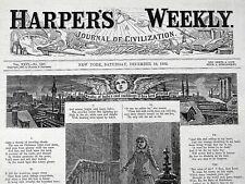 Antique. HARPER'S WEEKLY  DEC 23, 1882 Cover w Christmas Ballad & Lithographs picture