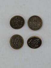 LION COAT OF ARMS-(4) Lot Gold Tone Metal Picture Sewing Button  3/4