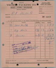 1950 Thomas Packing Co. Griffin GA Beef-Pork-Sausage Invoice for Meat  141 picture