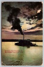 Crossing the Columbia River by Moonlight Vancouver Washington 1910 Postcard picture