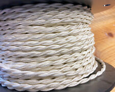 White Rayon Twisted Cloth Covered Wire, Vintage Lamp Cord, Antique Lights, Fans picture