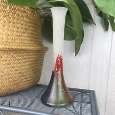 Vintage Handmade Romblast Vase Frosted Hand Painted Romania Red Green Gold MCM picture