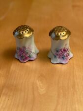 VINTAGE VERSAILLES BAVARIA YELLOW GOLD FLORAL SALT PEPPER SHAKERS 2.5” picture