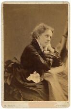 Circa 1880'S Named Cabinet Card Lovely Woman Posing in Dress Decker Cleveland OH picture