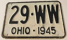 Vintage 1945 Ohio License Plate 29 WW picture