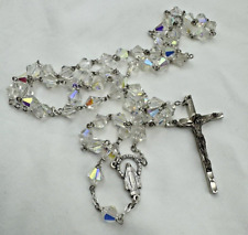 Vintage AB Aurora Borealis Glass Rosary Italy Faceted Beads picture