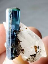 55 Carats beautiful Blue Tourmaline with quartz Specimen From Afghanistan picture
