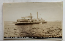 ca 1930s Canada RPPC Postcard Mulgrave Nova Scotia Train Ferry Ship 