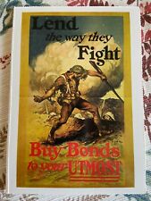 vintage postcard WWI propaganda WW1 liberty bonds soldier fighting in action picture