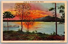 Vtg Sunset On Moosehead Lake Maine ME Piscataquis County 1940s View Postcard picture