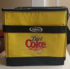 Diet Coke With Lemon Igloo Collapsable Yellow Lunch Box Cooler - Vintage picture