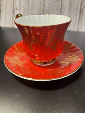 H M Sutherland Vintage 1940’s Bone China Red Gold Cup Saucer picture