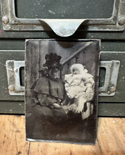 Antique Tiny type Photograph Woman And Baby picture