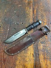 Vintage Cattaraugus 225Q WW2 Stacked Leather Fixed Blade Fighting Hunting Knife picture