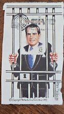 Vintage Richard Nixon stamp in jail on 1995 Tricky Envelopes fragment Watergate picture