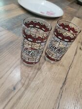 Set of 2 Vintage Coca-Cola Coke/Hardee's Promo Drinking Glasses Tiffany Style picture