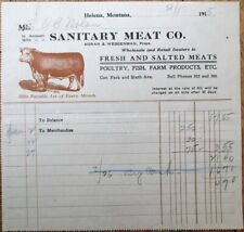 Helena, MT 1915 Color Letterhead w/Cow: Sanitary Meat Co. - Montana Mont picture