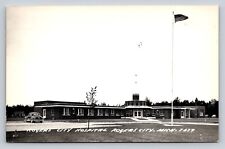 RPPC Hospital Old Car Flag Pole Rogers City Michigan Real Photo P711 picture