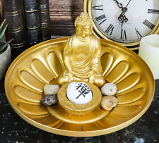 Ebros Feng Shui Golden Meditating Buddha Zen Dish With Pebbles picture