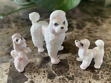 Set of 3 vintage miniature POODLE figurines kitschy dog puppy pink & white picture