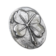 Four-Leaf Clover Pocket Stone Pewter Amulet Token Irish Luck Charm Altar Coin picture