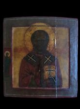 Old Hand Painted Orthodox Icon ST. Nicholas the Wonderworker, Russia 1800-1850 picture