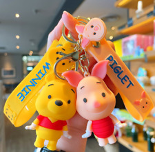 2PCS Cute Disney Winnie & Piglet 3D PVC Bags Hanger Pendant Keychains Key Rings picture