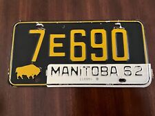 1962 Manitoba Canada License Plate Tag 1958 7E 690 picture