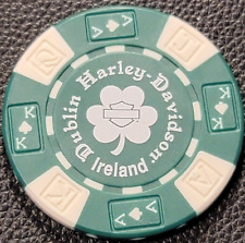 DUBLIN HD~ (IRELAND) Green/White AKQJ B&S only back ~ INTER'NL HARLEY POKER CHIP picture