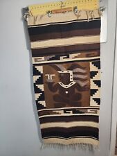 Vintage Southwest Hand Woven Rug Wall Hanging Brown  Beige Black Gray 62