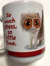 Kitty Mug American Greetings So Much Stress So Little Time Big Eyes Cat NEW picture
