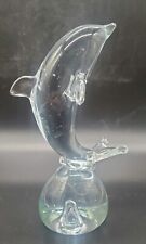 VINTAGE CRISTAL D'ARQUES CRYSTAL DOLPHIN FIGURINE Paperweight FRANCE 7.25