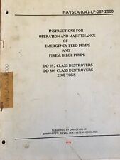 USS SUMNER GEARING class destroyer fire feed pump instruction book 1975 US Navy picture