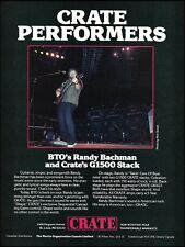 Randy Bachman (BTO) 1986 Crate G1500 stack guitar amp ad 8 x 11 advertisement picture