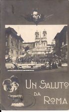 RPPC Rome, Italy 1930's Greetings Saluti, Church of the Trinity, Pansy Flower picture