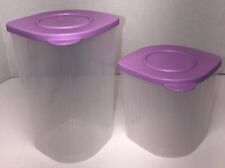 Tupperware Fresh N Cool Food Container Graduating Pair Med & Tall  Lilac Seal picture