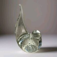 Vintage LEFTON Label GLASS Crystal BIRD Controlled Bubbles PAPERWEIGHT Figurine picture