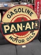 Antique Pan Am Gasoline Motor Oil Sign Original Rare 30”  picture