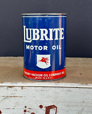 Vintage Lubrite Motor Oil Socony Vacuum Company Pegasus Quart Can Empty Nice picture