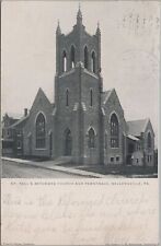 Postcard St Paul's Reformed Church and Parsonage Sellersville PA 1908 picture