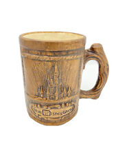Vintage Walt Disney 3d Wood Mug Stein Coffee Classic Logo Castle 90s picture