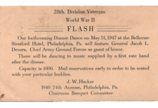 Vintage Postcard 28th Division Veterans WWI FLASH Dinner Dance Gen. Devers 1947 picture