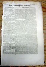 1757 newspaper SLAVE SHIP CAPTURED+ British King appoints MASSACHUSETTS Governor picture