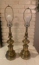 Vintage Pair of Brass Table Lamps Hollywood Regency picture